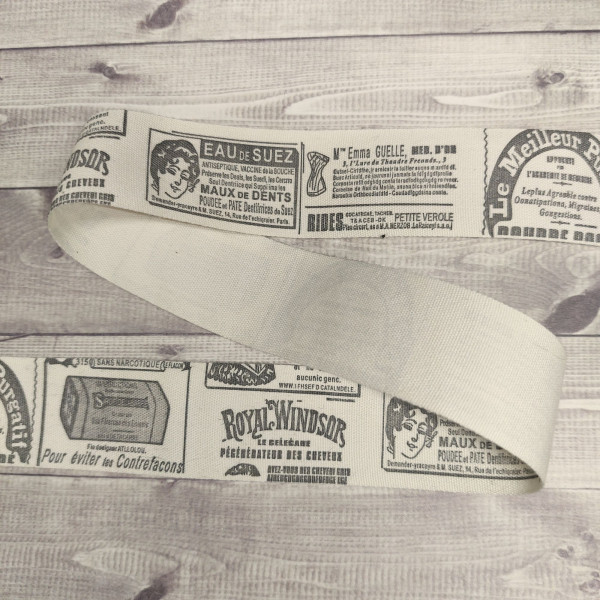 1m Baumwollband Vintage Tags 25mm