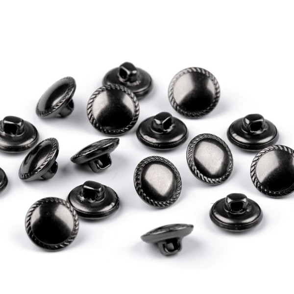 10x Knopf Metall Anthrazit 13mm