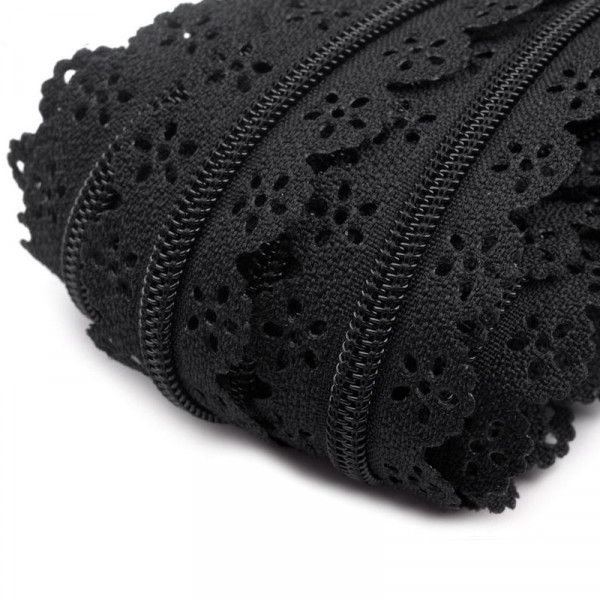 Reißverschluss Spitze Meterware schwarz kaufen diy