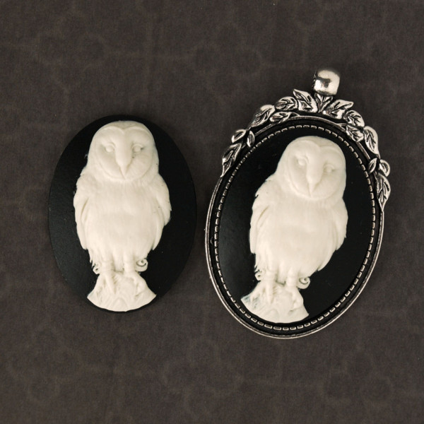 Kamee Eule Cremeweiß (L)