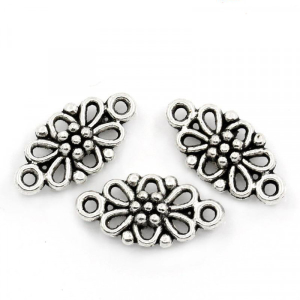 10 Verbinder Blumen 16mm silberfarben