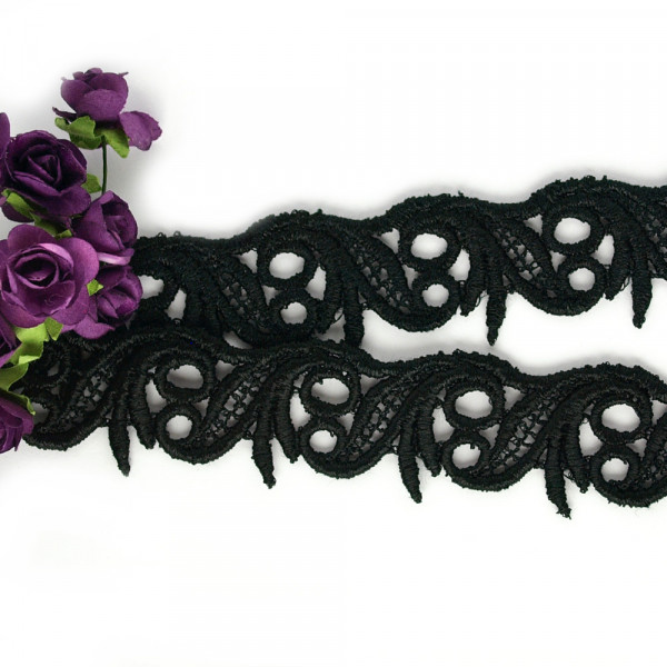 spitze, borte, schwarz, stickerei, löslich, gothic, diy, basteln, nähen, material, kostüm