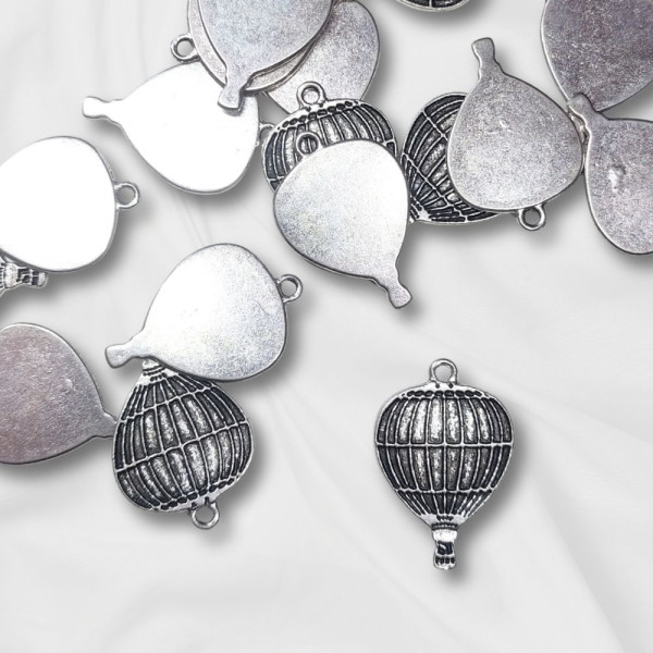 20 Anhänger Heißluftballon Silber