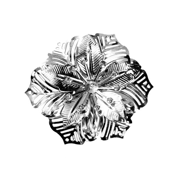 2 Biegs. Metallblüten 55mm silberfarben
