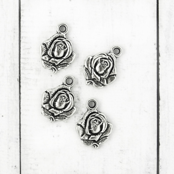 12 Anhänger Charm Rosen