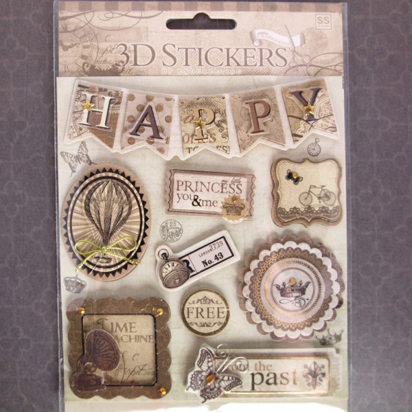 3D Stickerbogen Aufkleber Steampunk "Time Machine"