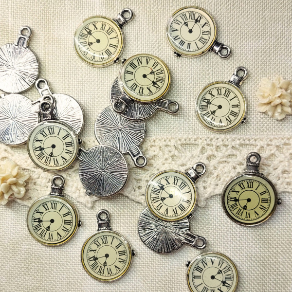 30 Vintage Uhr Mini Silberfarben 18mm