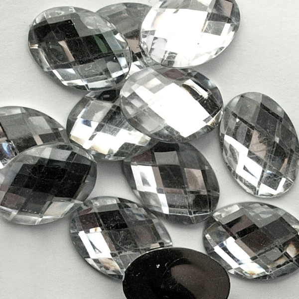 Cabochon Kunststoff Facettiert Stein 18*25mm Oval