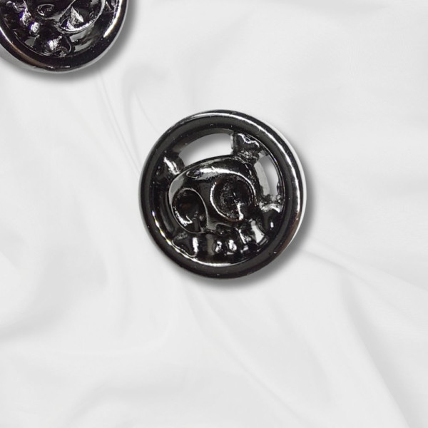 Knopf Metall Skull Schwarz 14mm