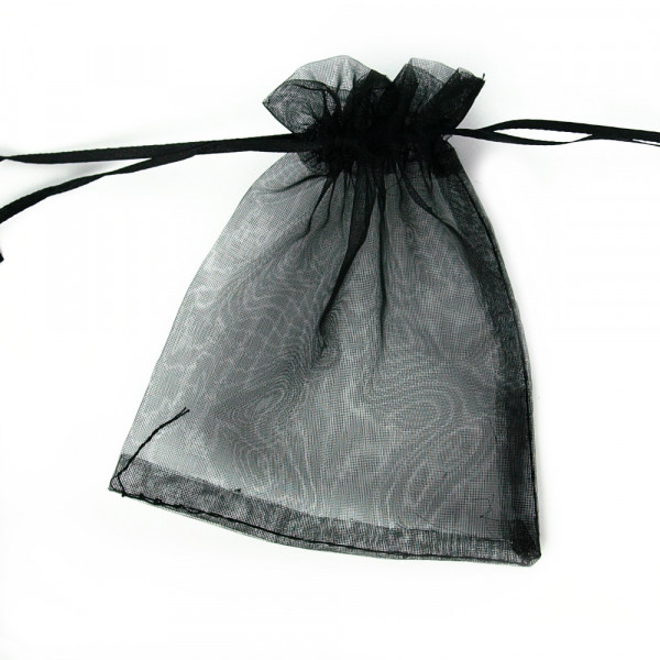 10 Organzabeutel Schwarz 12x9cm
