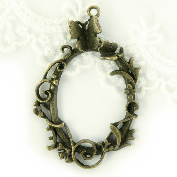 Anhänger Oval Ranken Altmessing