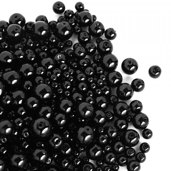 Glaswachsperlen Mix 4 - 12mm Schwarz