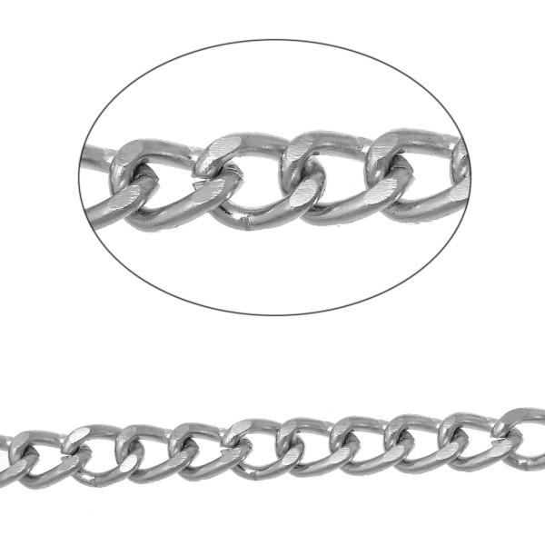 1m Kette 9mm silberfarben