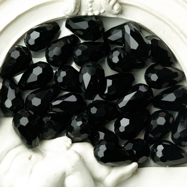 Perlen Tropfen kaufen schwarz glas kristall facettiert 8mm 11mm