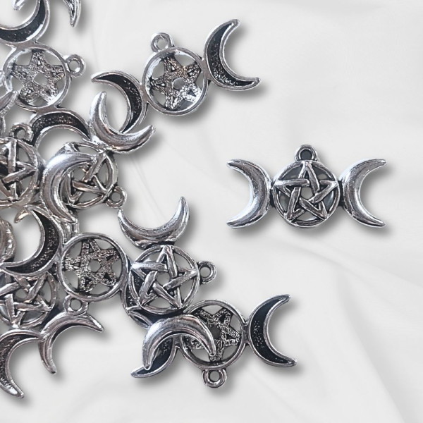 10x Pentagramm Sichelmond Anhänger Charm 30mm