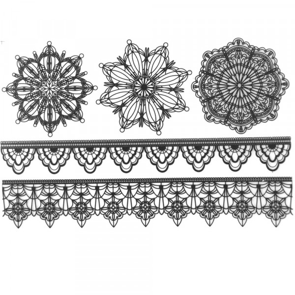 Bügelbilder Lace I Schwarz