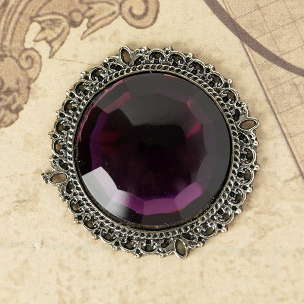 Juwelen Rund 40mm Silber / Violett