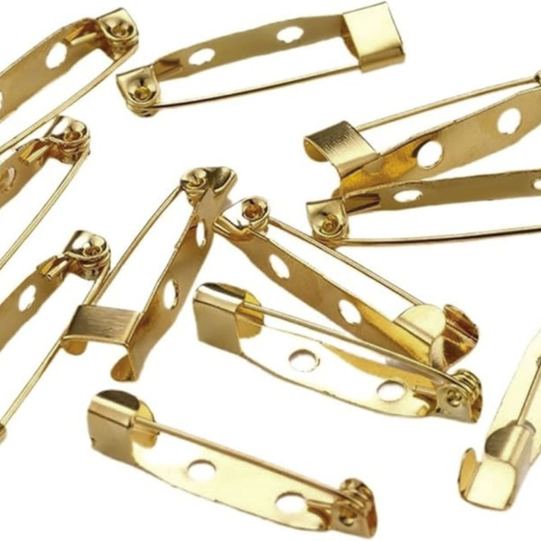 40 Broschen Nadeln Rohlinge 25mm Goldfarben