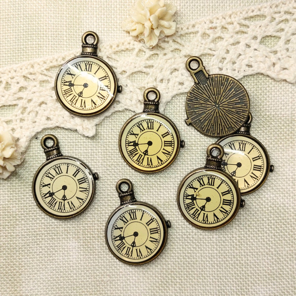 5 Vintage Uhr Mini Altmessing 18mm