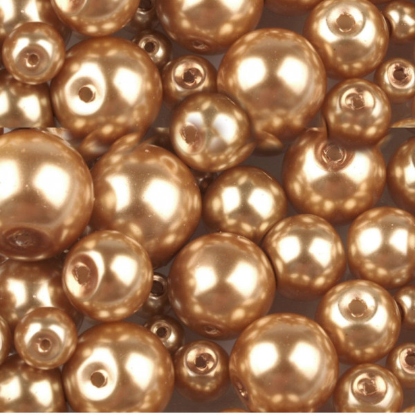 Glaswachsperlen Mix 4 - 12mm Goldfarben
