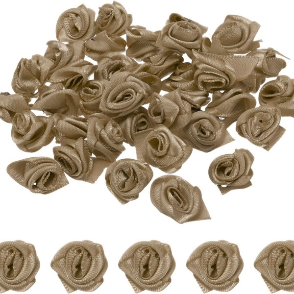 50 Stoffrosen 12mm Hellbraun
