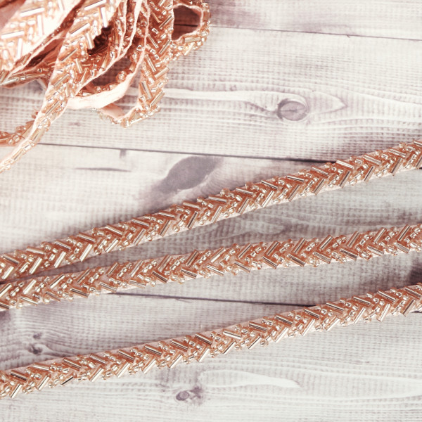 4m Perlenborte Glas 7mm Rosé Gold