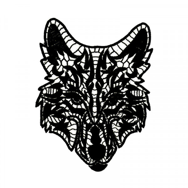 Wolf Grafik Spitze Schwarz