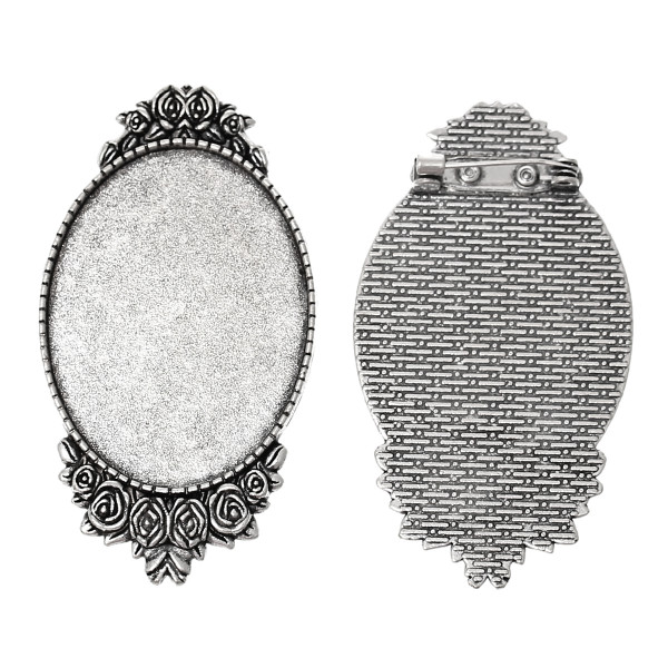 Brosche Fassung Rosen (L) 30x40mm