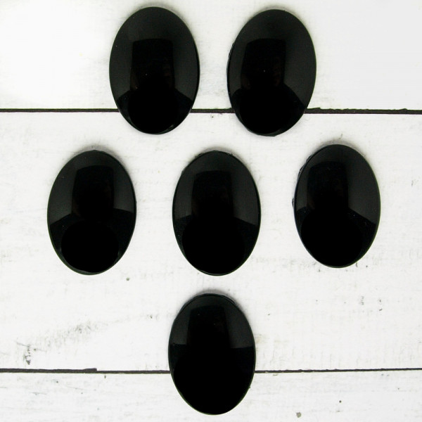 6x (M) Cabochon schwarz