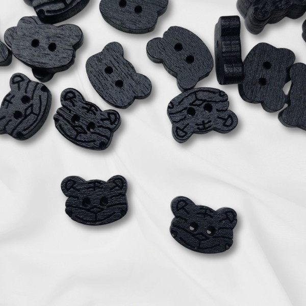 10 Knöpfe Katzen Schwarz 15mm