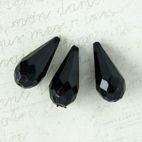 36 Kunststoff Tropfen Perlen 24 x 11mm schwarz B- Ware