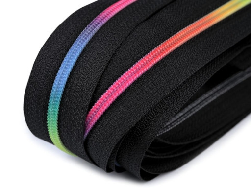 3mm Regenbogen Reißverschluss Spirale Meterware