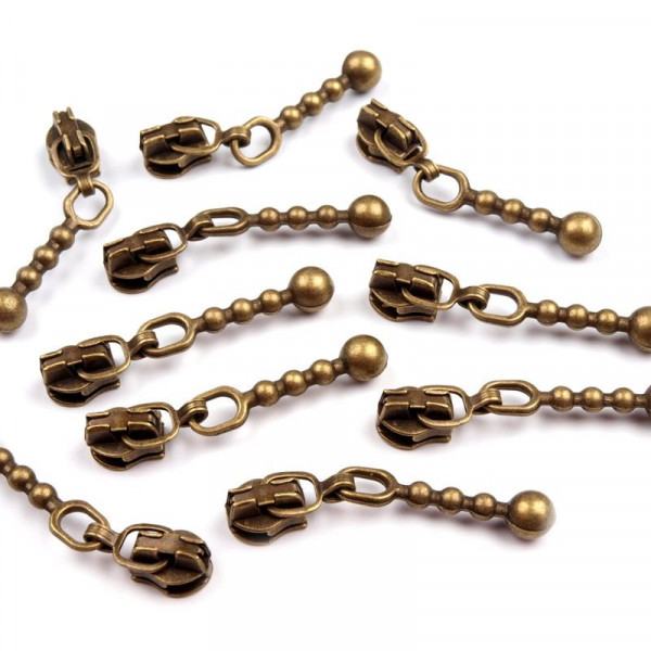 10 Reißverschluss Zipper Metall Altmessing