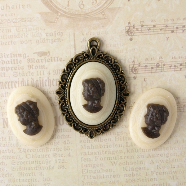 Kamee Cabochon Portrait Gesicht Kopf Vintage Empire