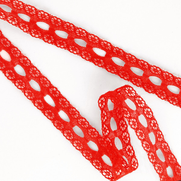 Spitze Band durchfädelbar Satinband rot knallrot feuerrot Meterware DIY bunt