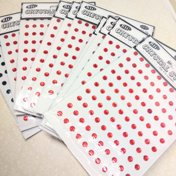 10 Bogen Halbperlen Klebesteine Rot Schwarz