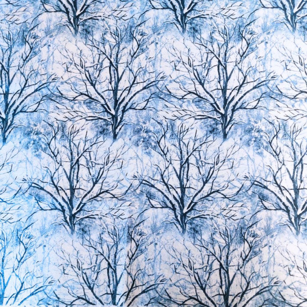 X Baumwollstoff Baum Glitzer Winter