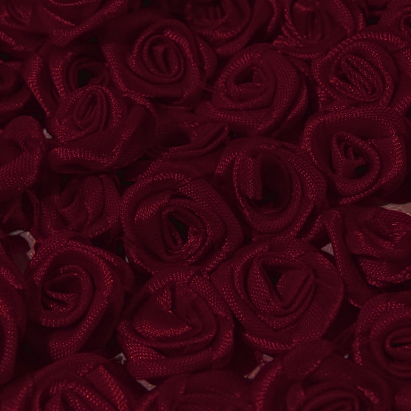 50 Stoffrosen 12mm Dunkelrot