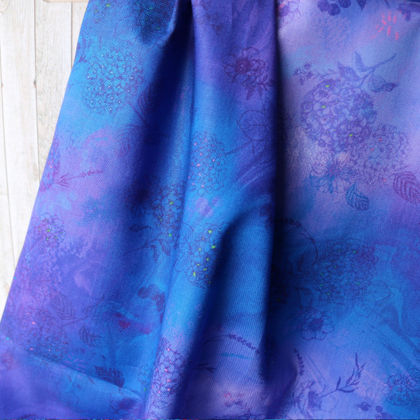 Baumwollstoff Digitaldruck Violett Watercolor Blüten