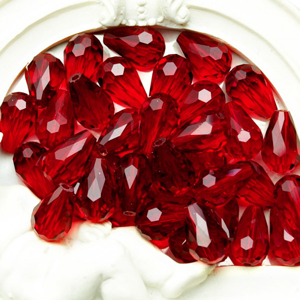 Perlen Tropfen kaufen rot glas kristall facettiert 8mm 11mm