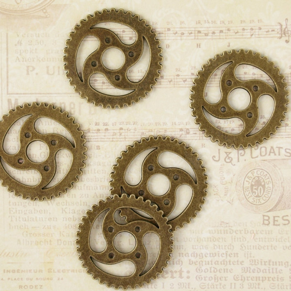 5 Steampunk Zahnräder XXIX 31mm