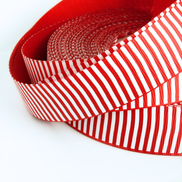 1m Ripsband Streifen Weiß Rot 25mm
