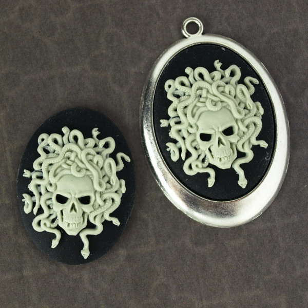 Kamee totenkopf skull grau diy material 30*40