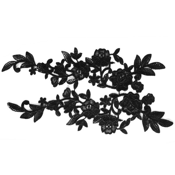 Rosenapplikation schwarz Spitze Nähen