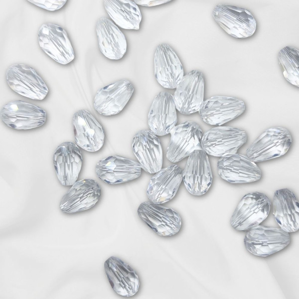 30 Kristall Tropfen Perlen 11x 8mm Transparent