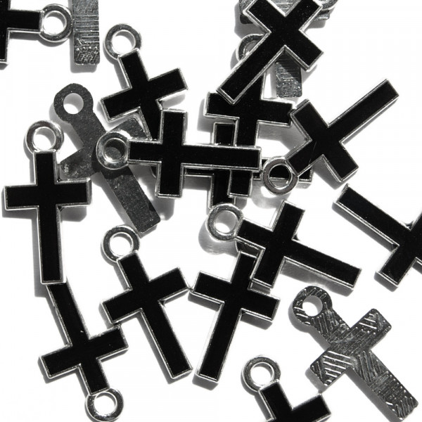 Kreuz anhänger schwarz mini klein kaufen diy 