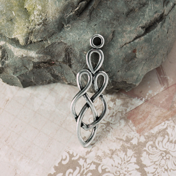 Anhänger Amulett Metall Tropfen Knoten 35mm