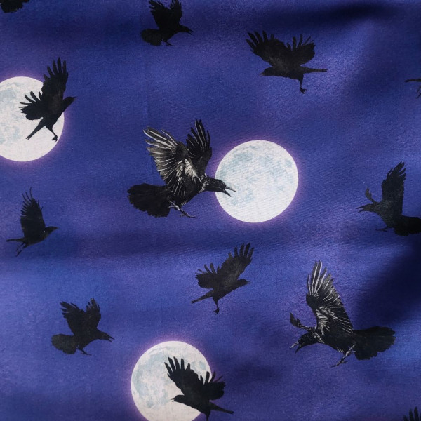 X Baumwollstoff "Darkest Sky" Raben Mond Blau Lila
