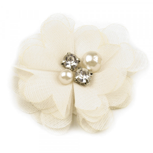 blüte chiffon creme perlen glitzer besetzt