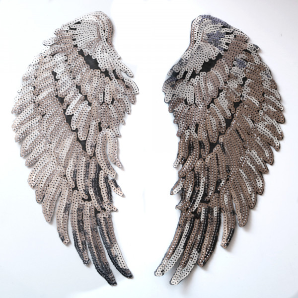 Pailletten Flügel Silber Groß